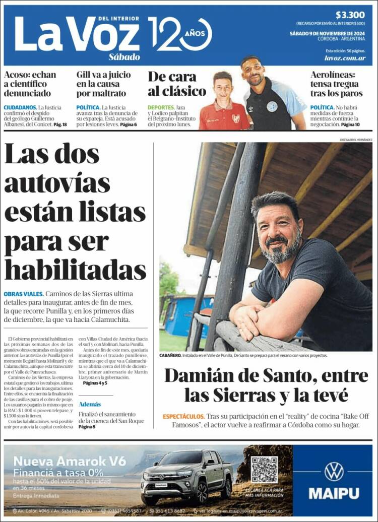 Portada de La Voz del Interior (Argentina)