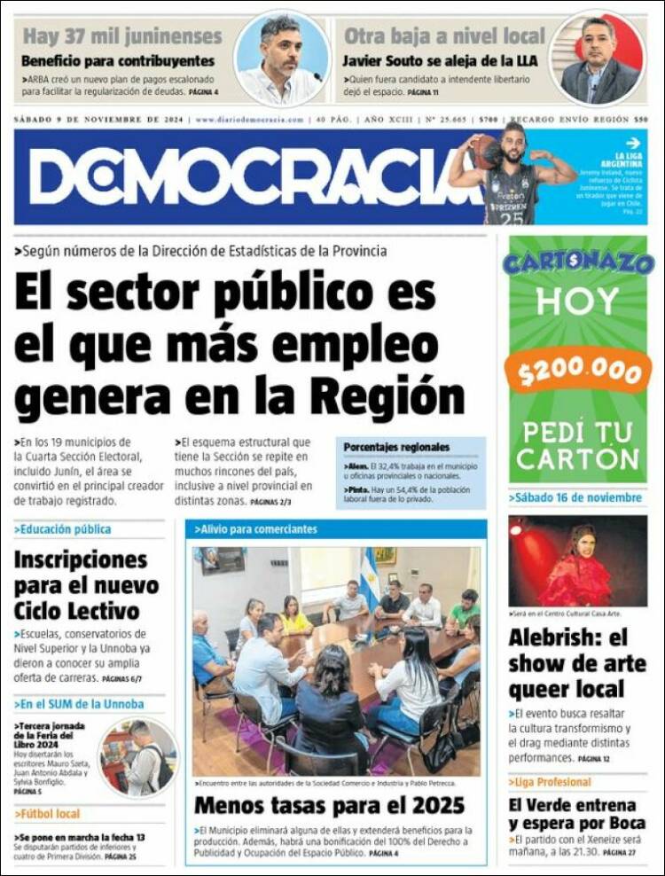 Portada de Diario Democracia (Argentina)