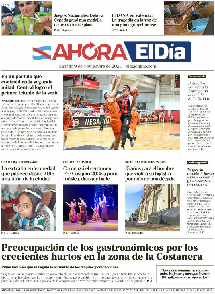 Portada de El Día de Gualeguaychú (Argentina)
