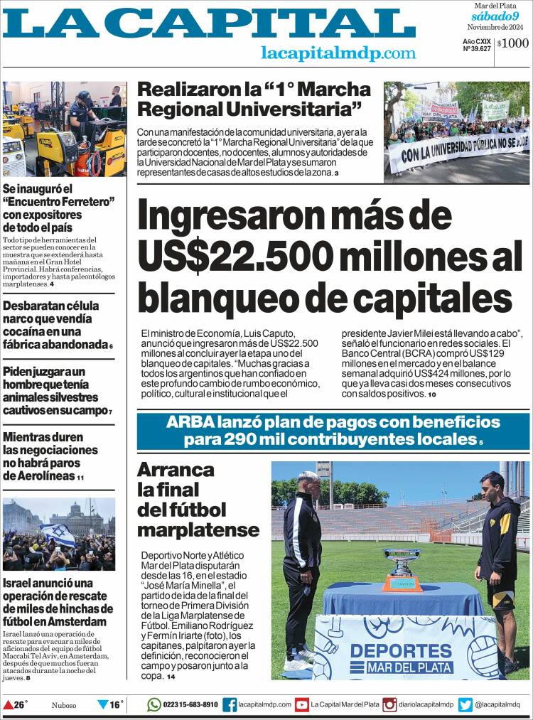 Portada de Diario La Capital - Mar del Plata (Argentina)