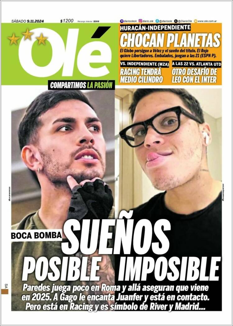 Portada de Olé (Argentina)