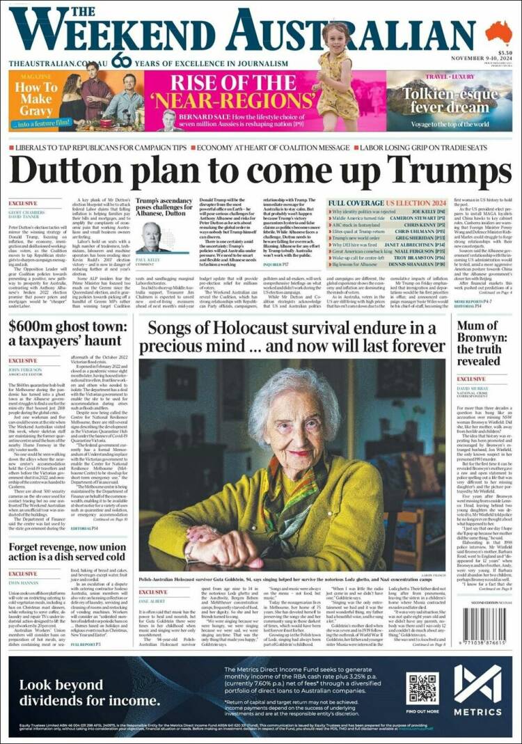 Portada de The Australian (Australia)