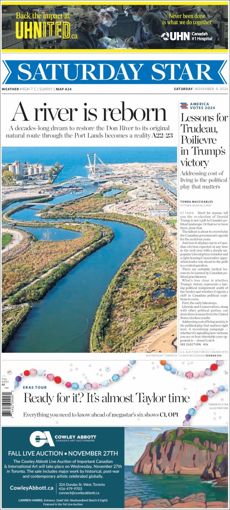 Portada de The Toronto Star (Canadá)