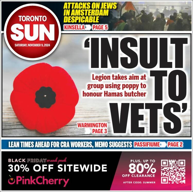 Portada de The Toronto Sun (Canadá)