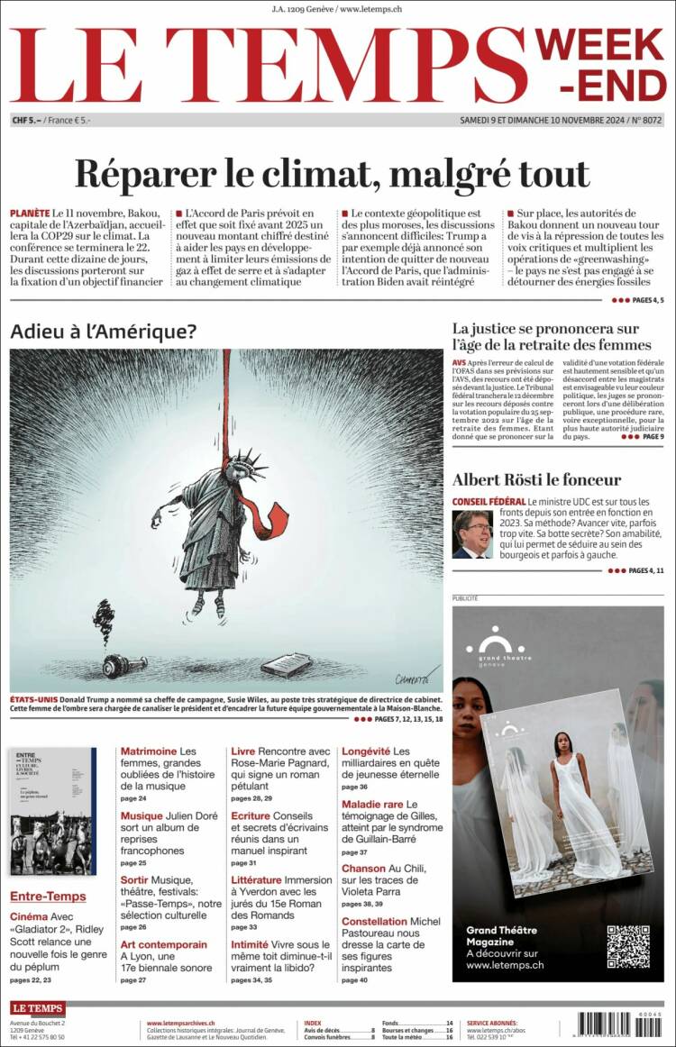 Portada de Le Matin (Suiza)