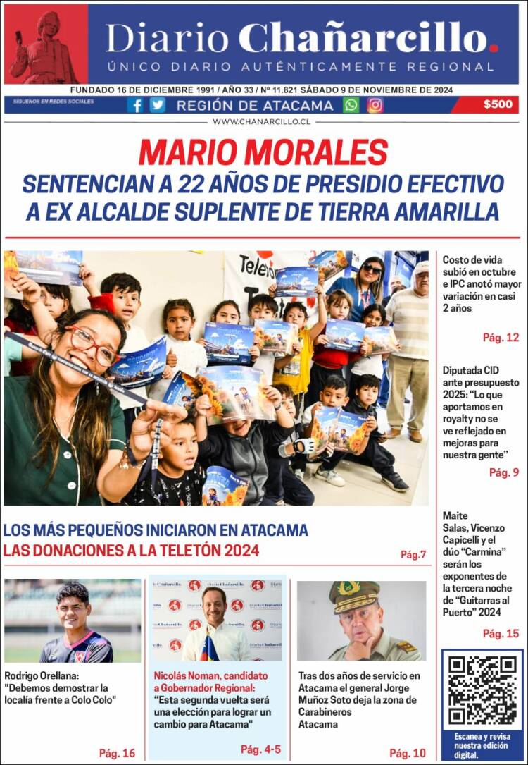 Portada de Diario Chañarcillo (Chile)