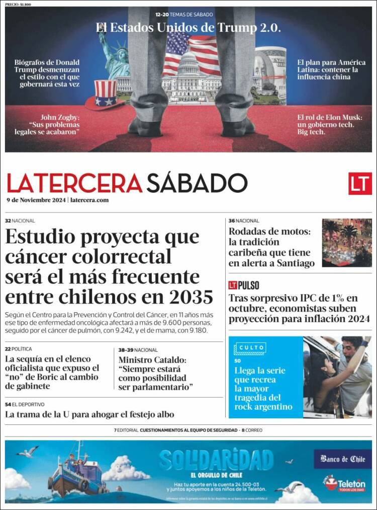 Portada de La Tercera (Chile)