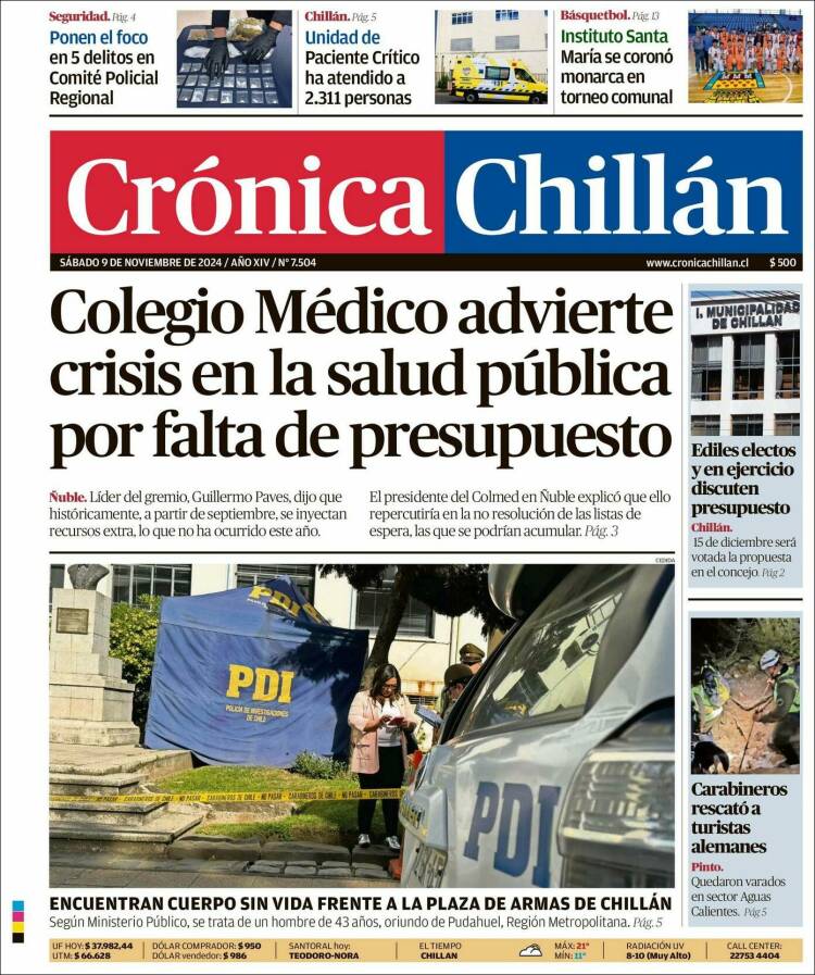 Portada de Crónica Chillán (Chile)