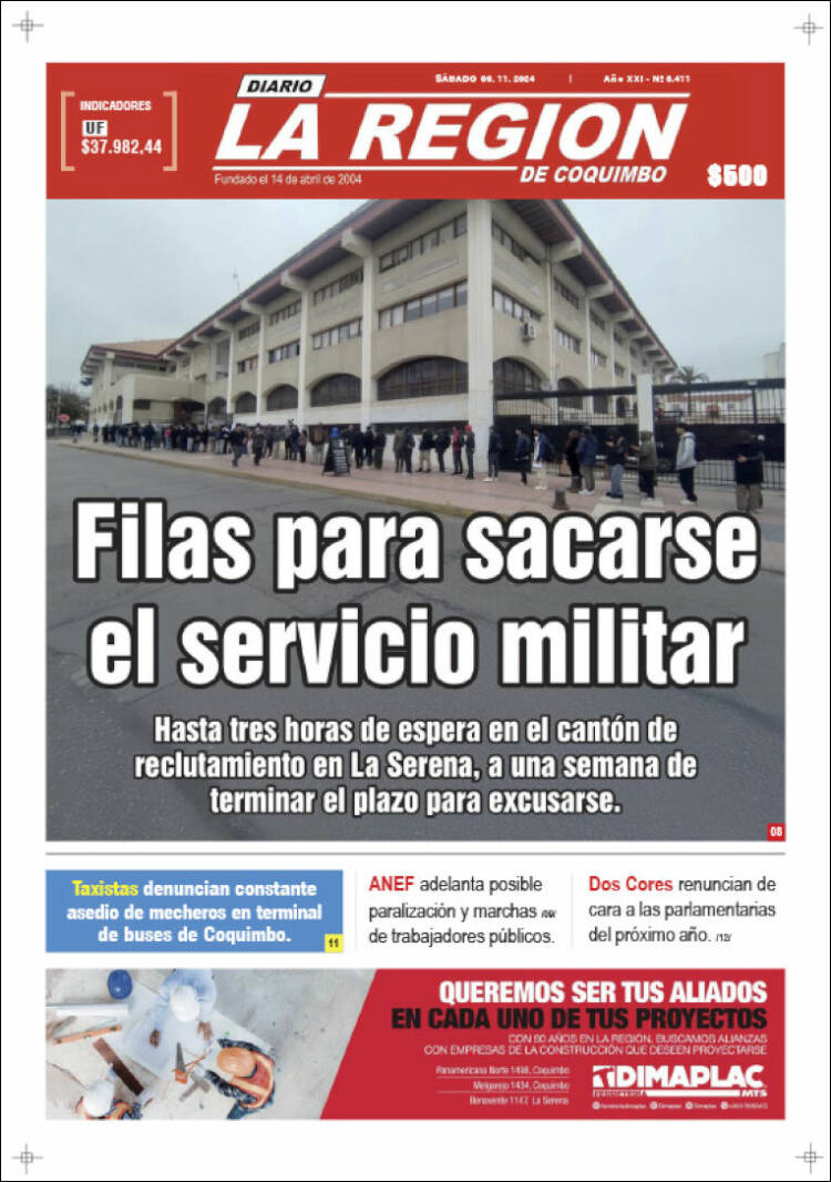 Portada de Diario La Región de Coquimbo (Chile)