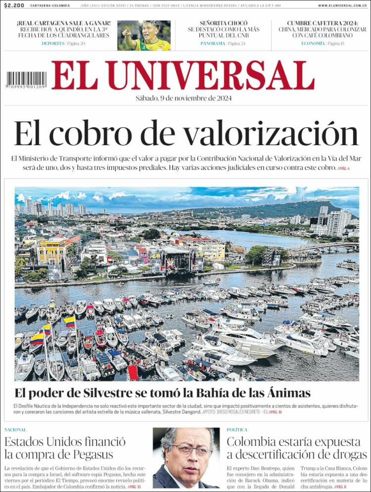 Portada de El Universal (Colombia)