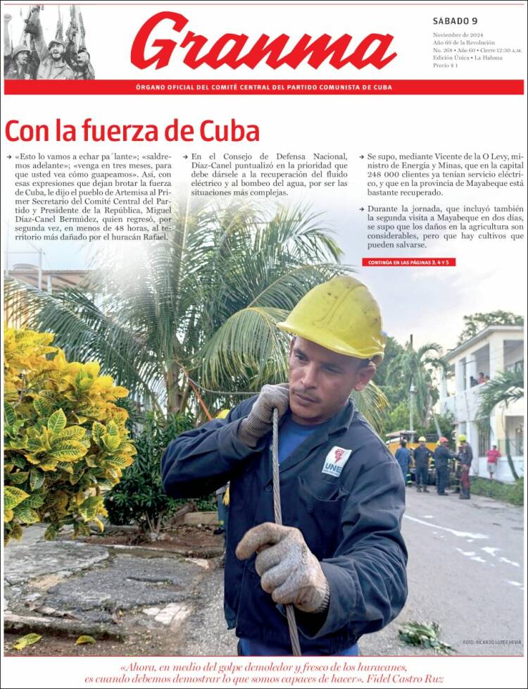 Portada de Granma (Cuba)