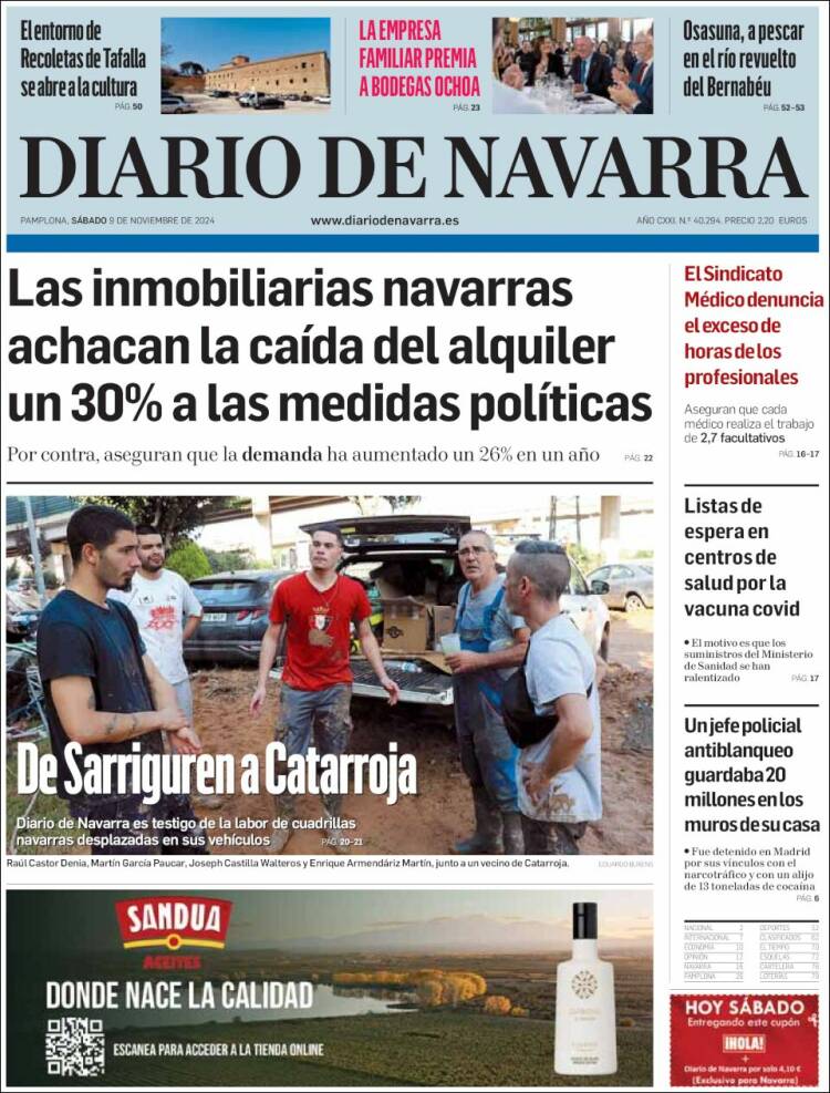 Portada de Diario de Navarra (España)