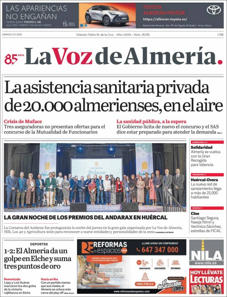 Portada de La Voz de Almería (España)