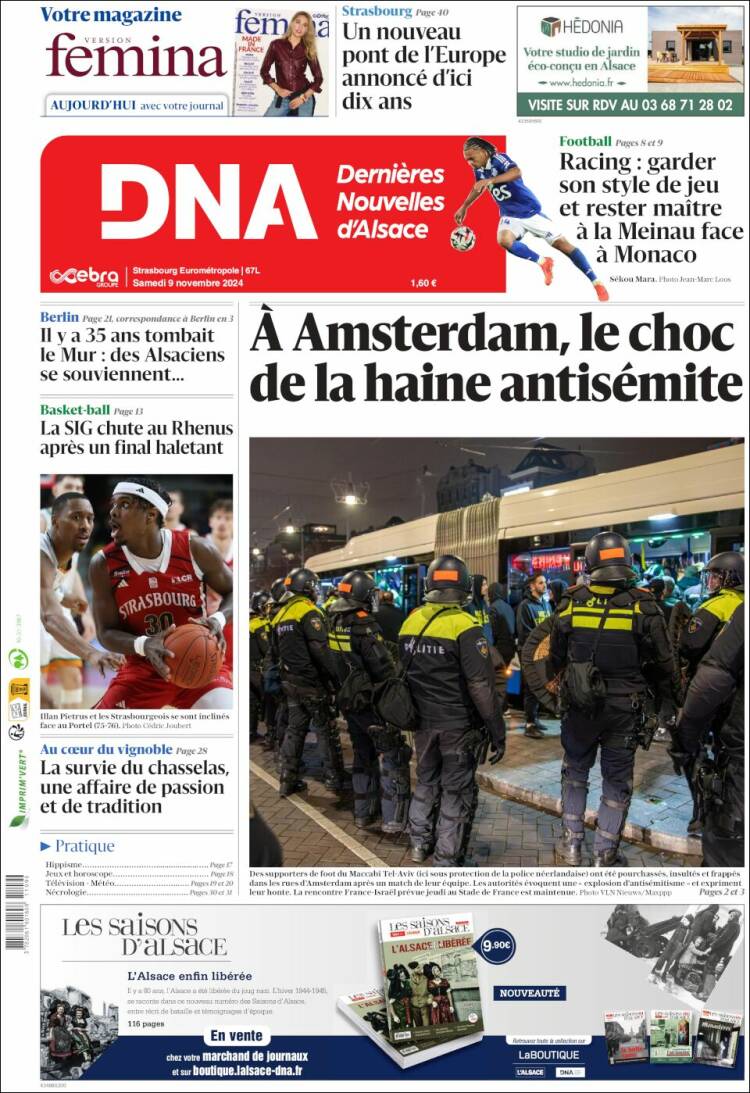 Portada de Les Dernières Nouvelles d'Alsace (Francia)