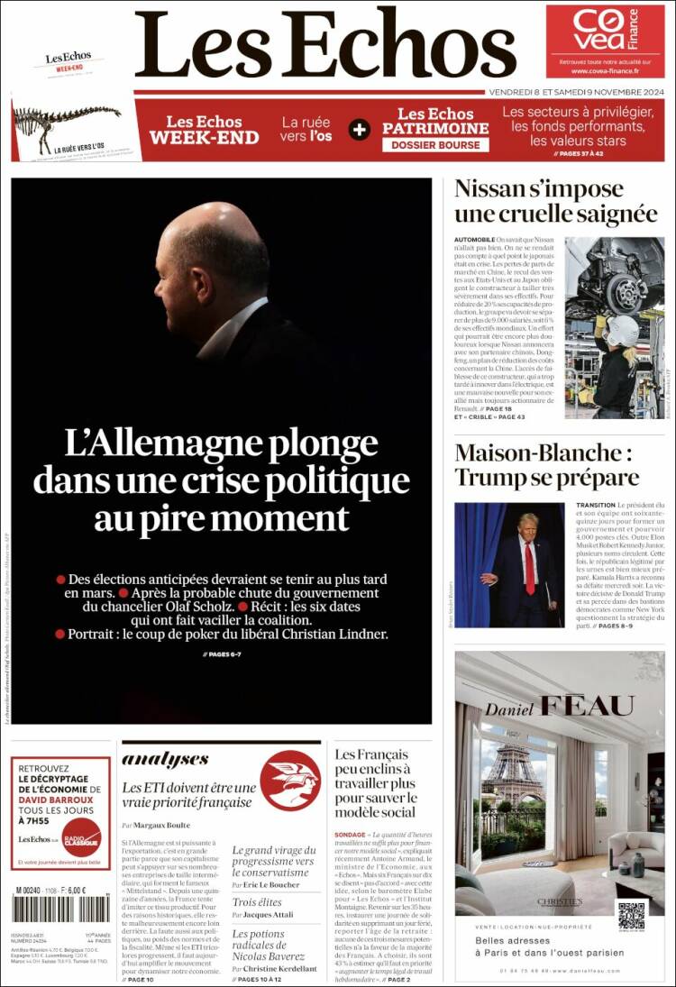 Portada de Les Echos (Francia)