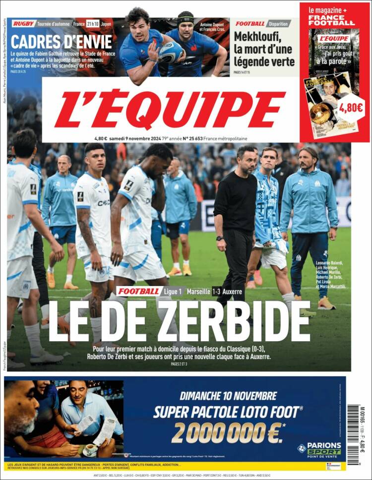 Portada de L'Equipe (Francia)