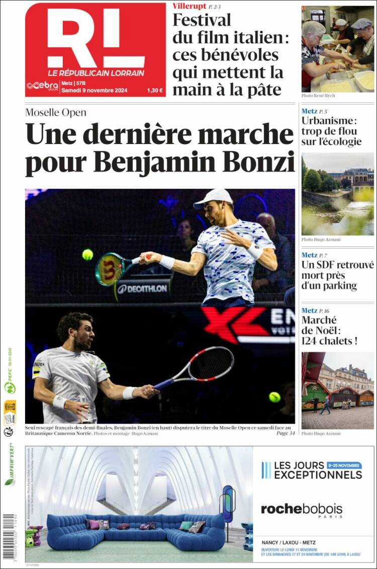 Portada de Le Republicain Lorrain (Francia)