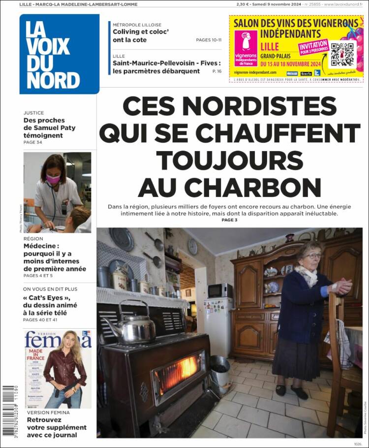 Portada de La Voix du Nord (Francia)