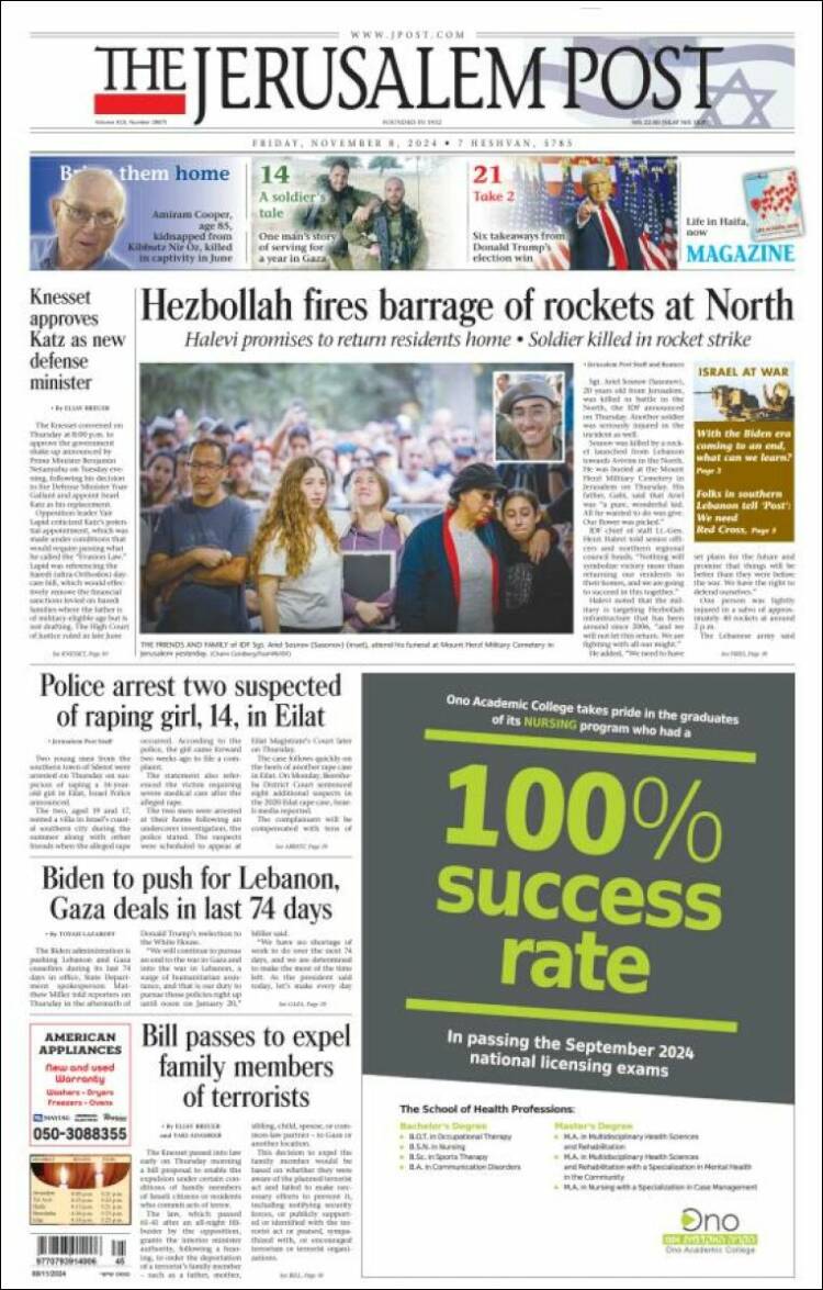 Portada de The Jerusalem Post (Israel)