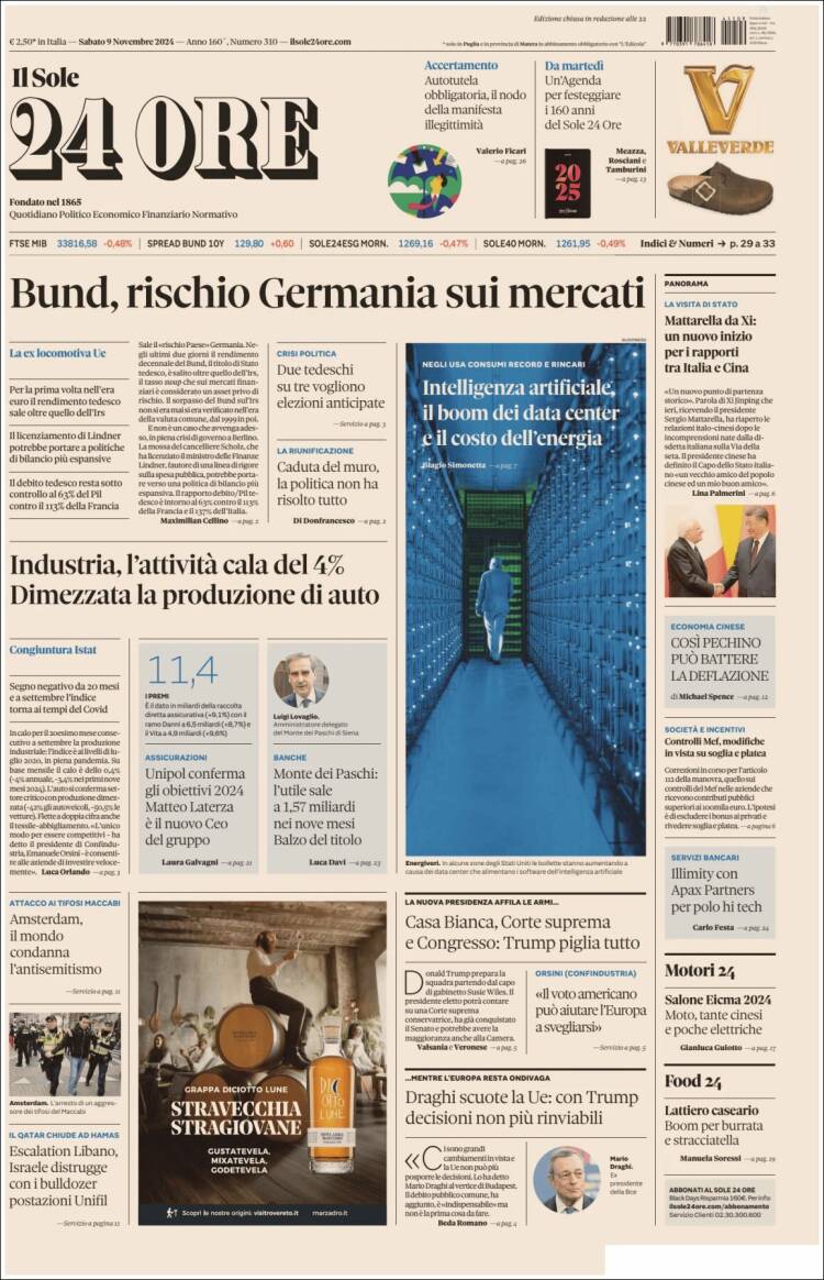 Portada de Il Sole 24 ORE (Italia)