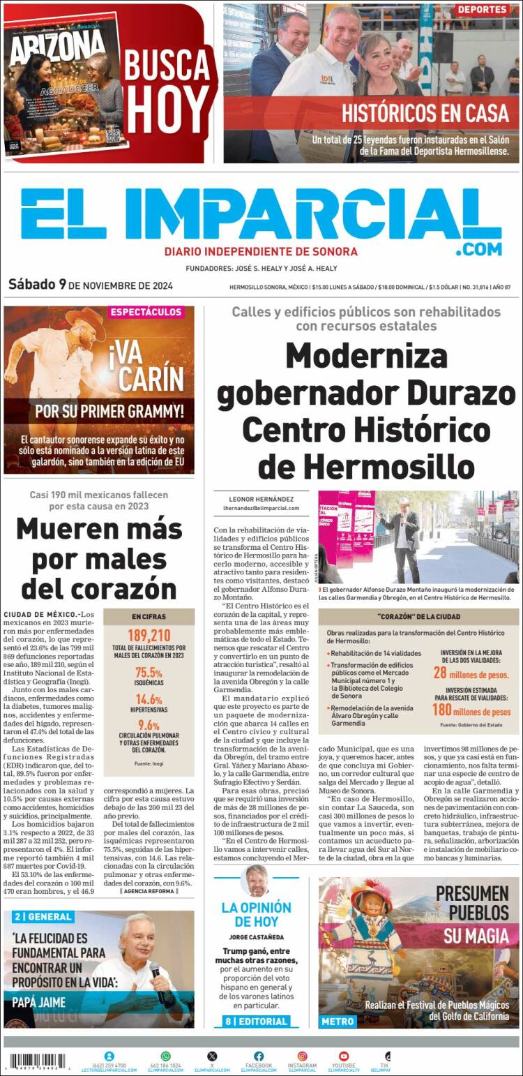 Portada de El Imparcial (M&eacute;xico)