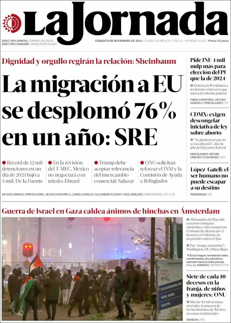 Portada de La Jornada (M&eacute;xico)