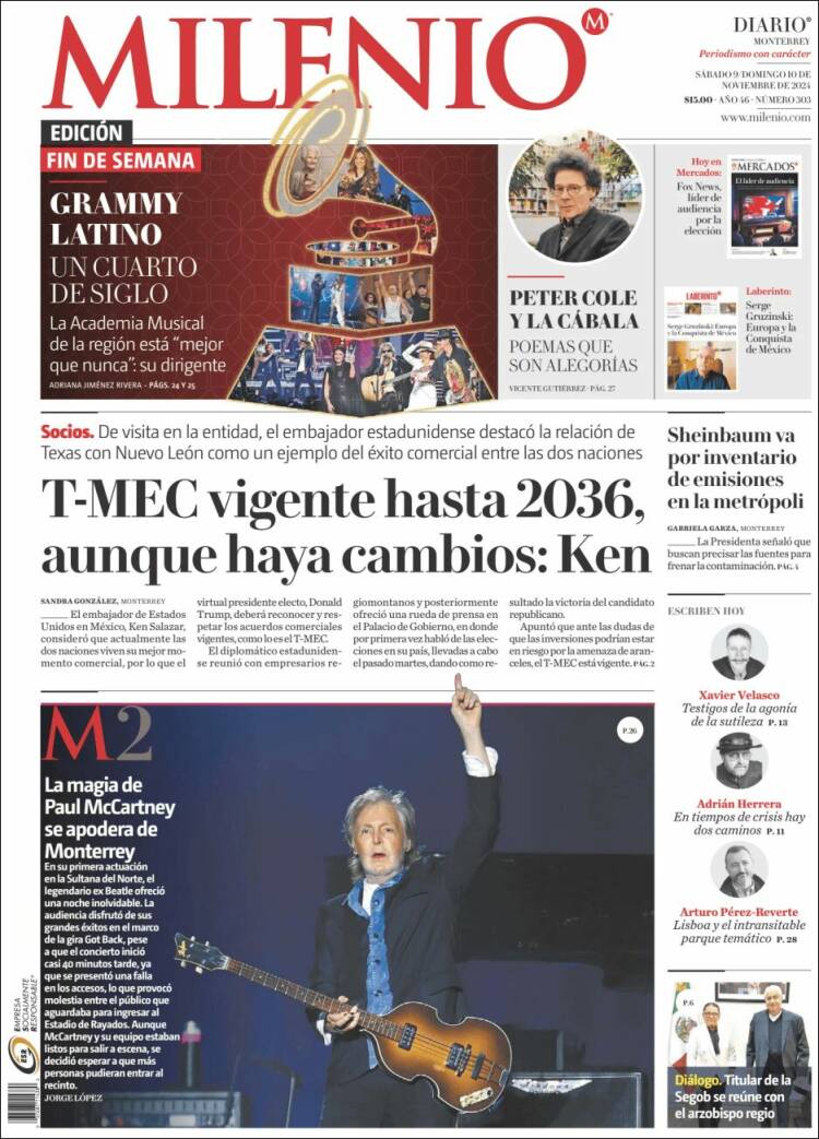 Portada de Milenio de Monterrey (M&eacute;xico)