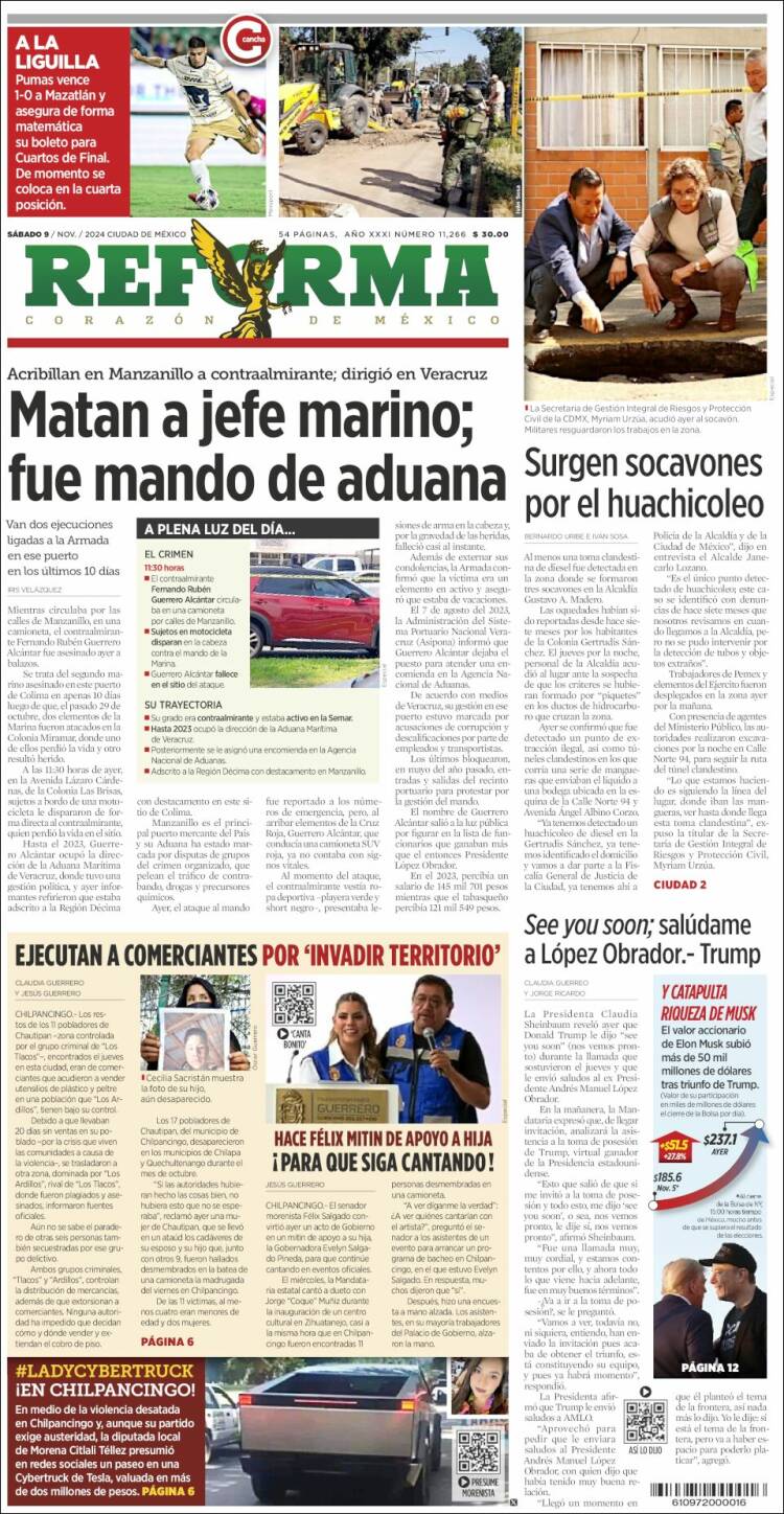 Portada de Reforma (M&eacute;xico)
