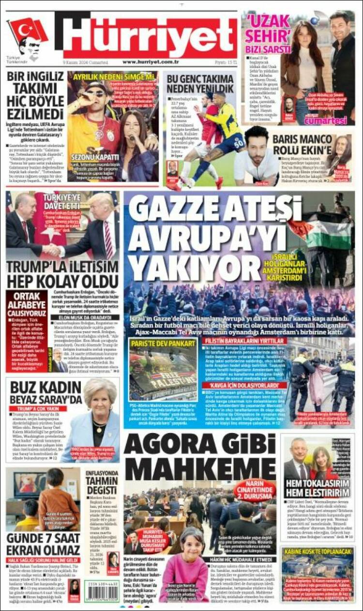 Portada de Hürriyet (Turqu&iacute;a)