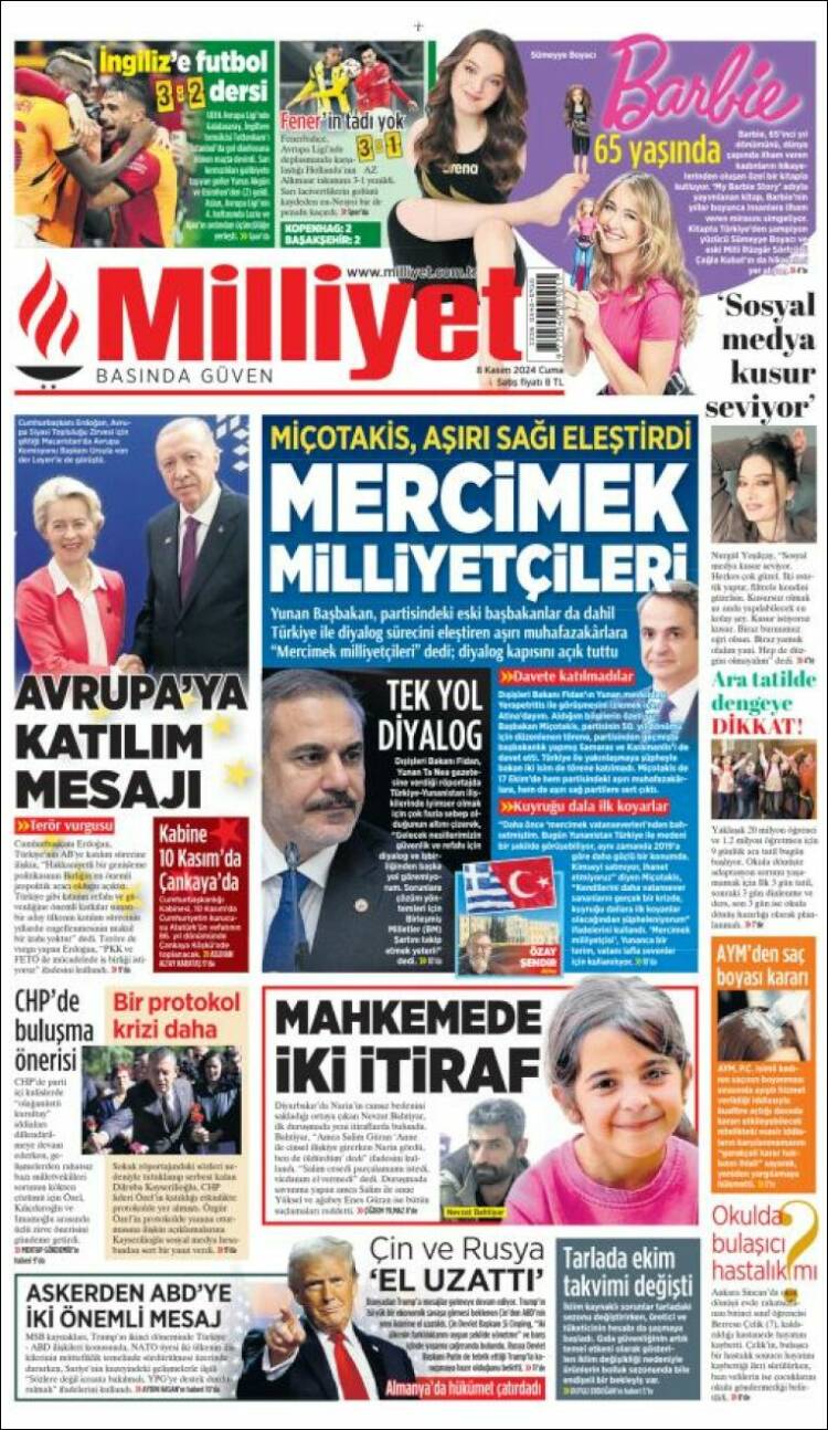 Portada de Milliyet (Turqu&iacute;a)