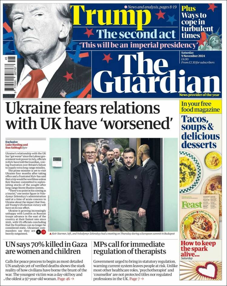 Portada de The Guardian (Reino Unido)