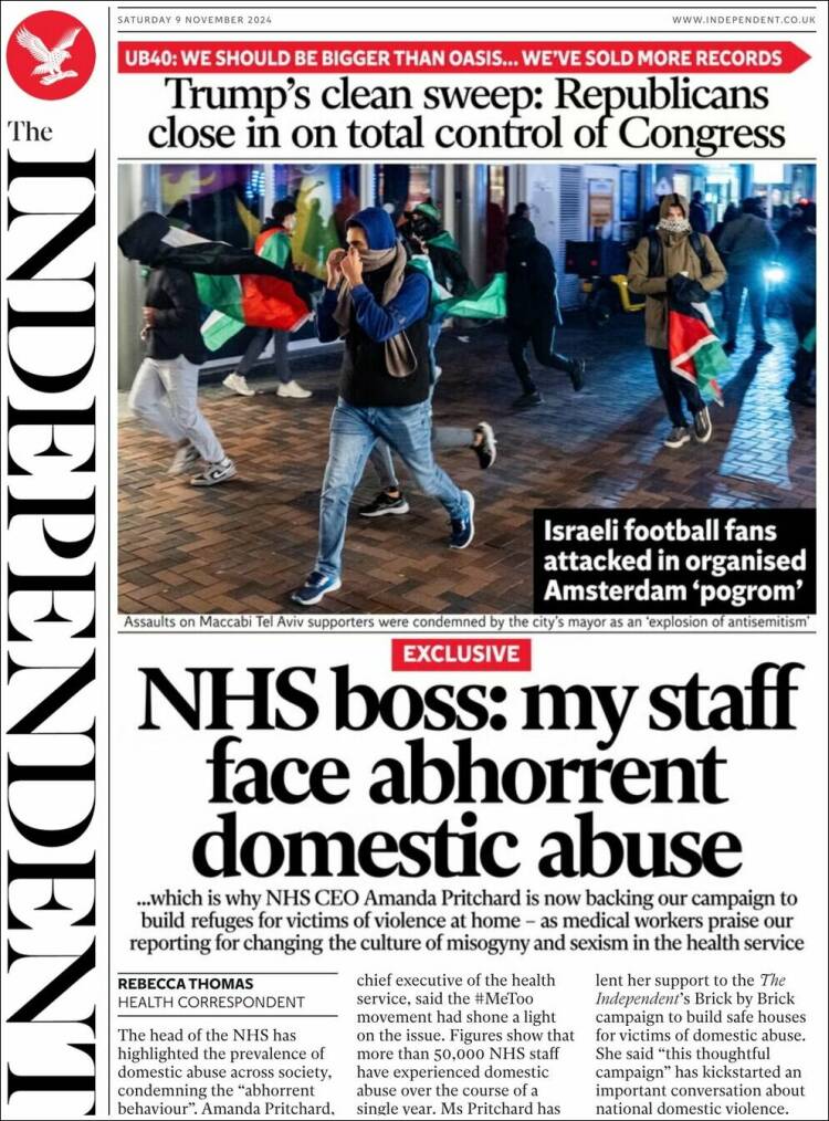 Portada de The Independent (Reino Unido)