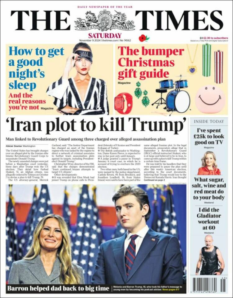 Portada de The Times (Reino Unido)