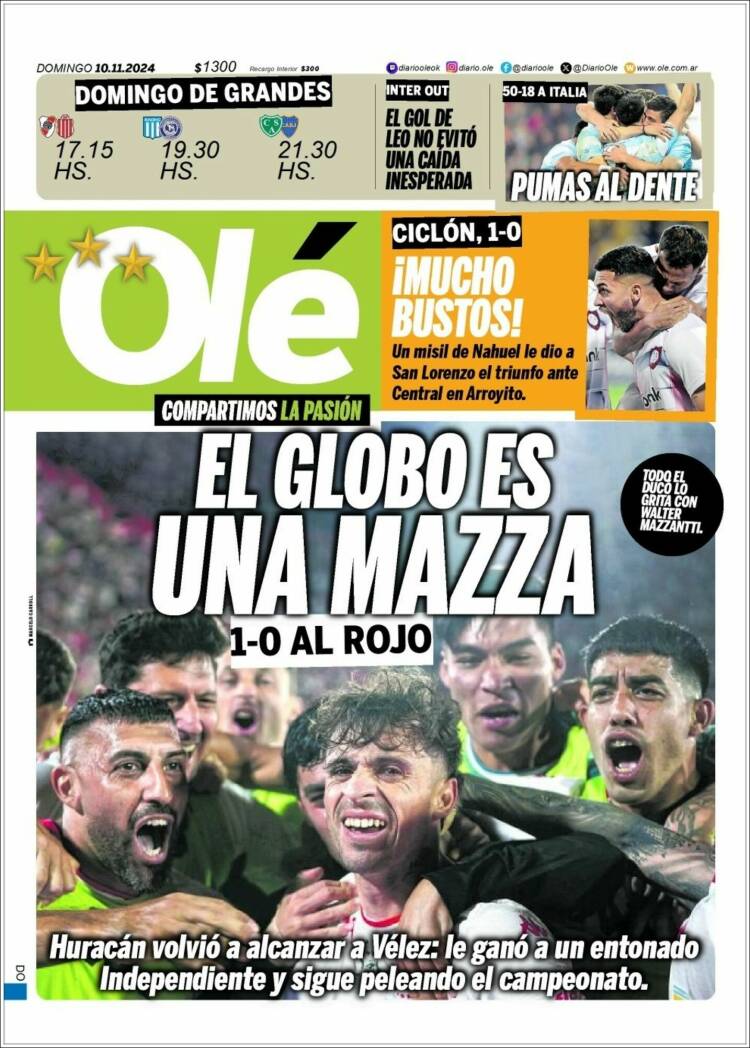 Portada de Olé (Argentina)