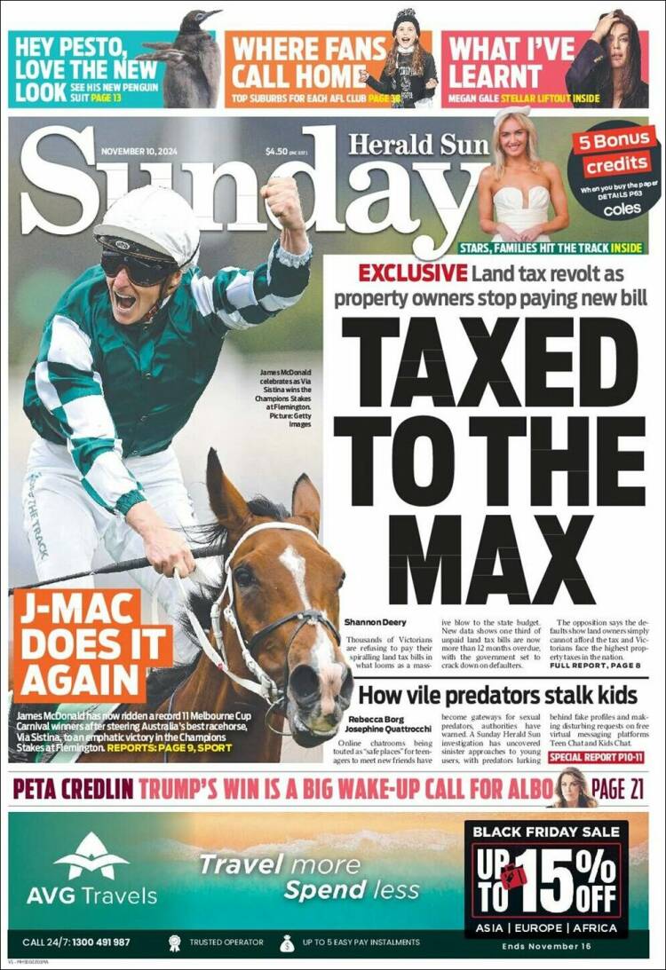 Portada de Herald Sun (Australia)