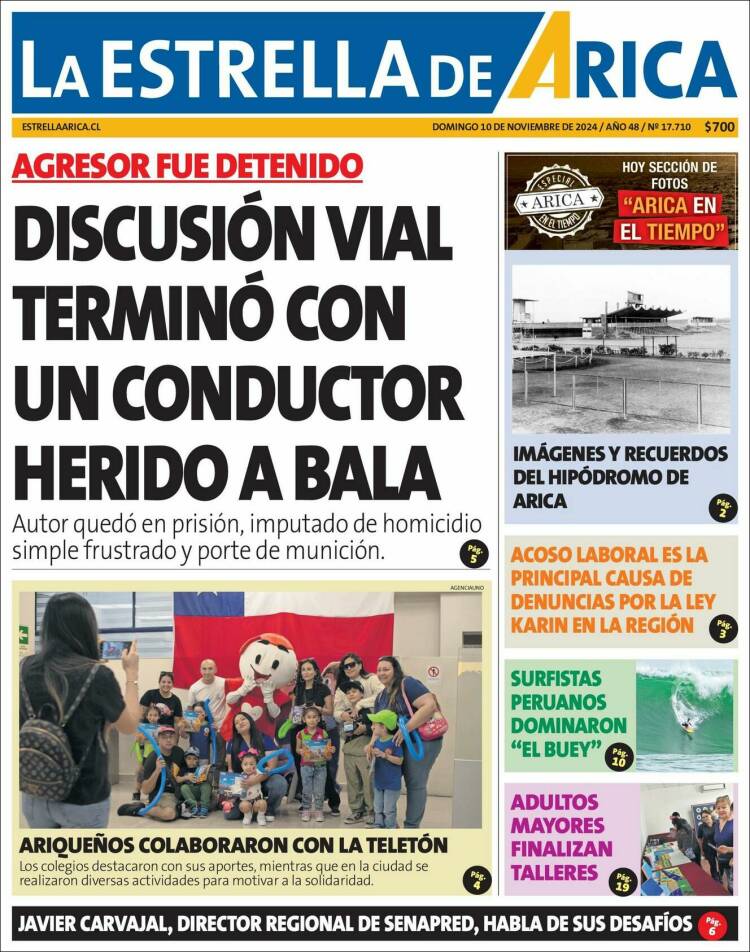 Portada de La Estrella de Arica (Chile)
