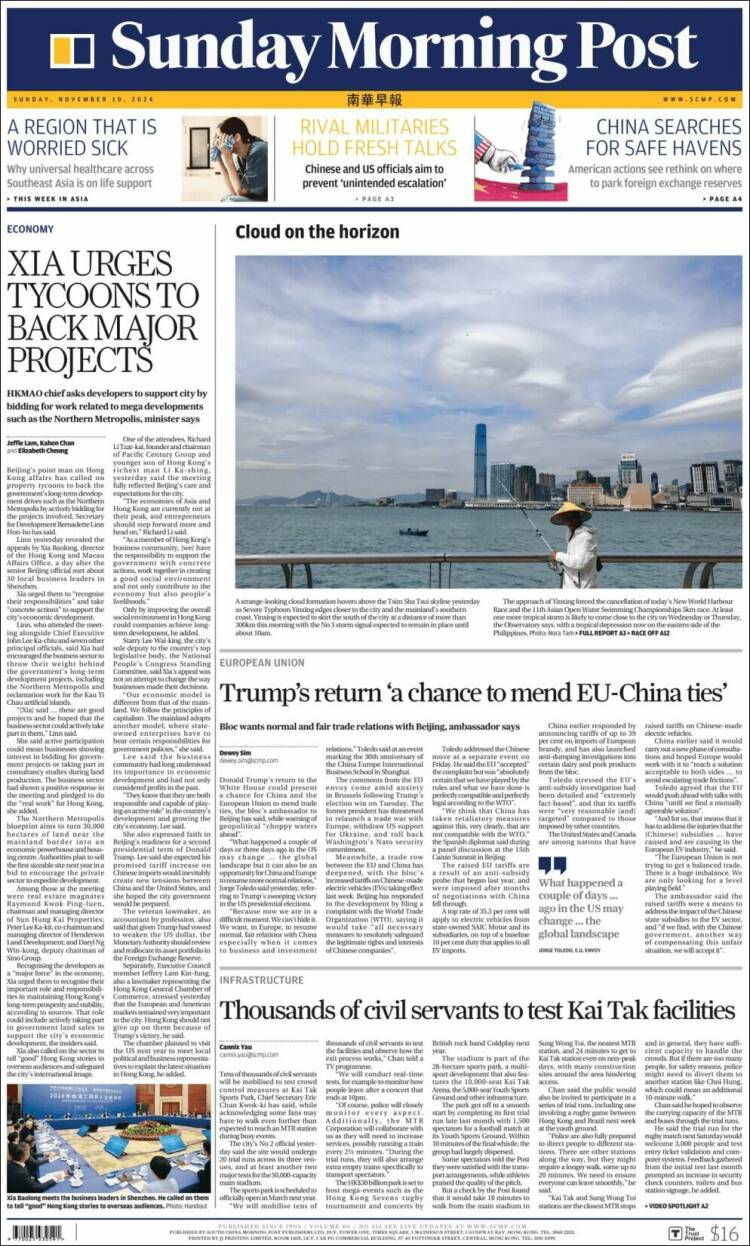 Portada de South China Morning Post (China)