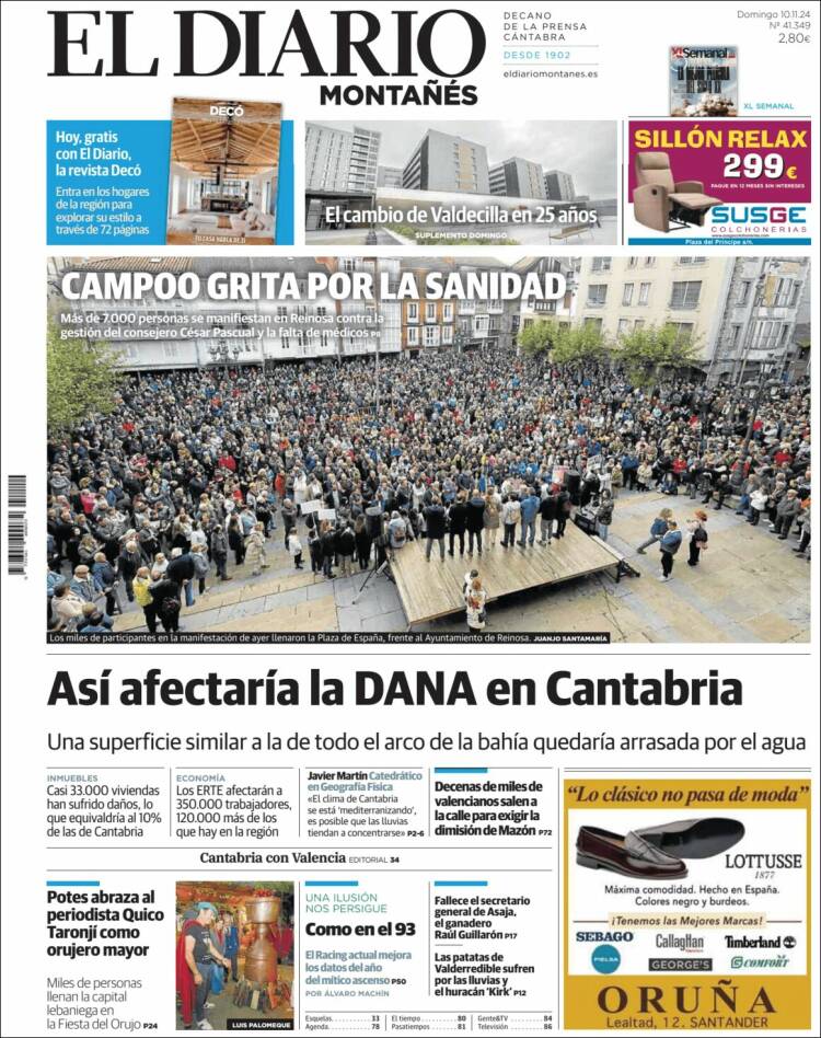 Portada de El Diario Montañés (España)