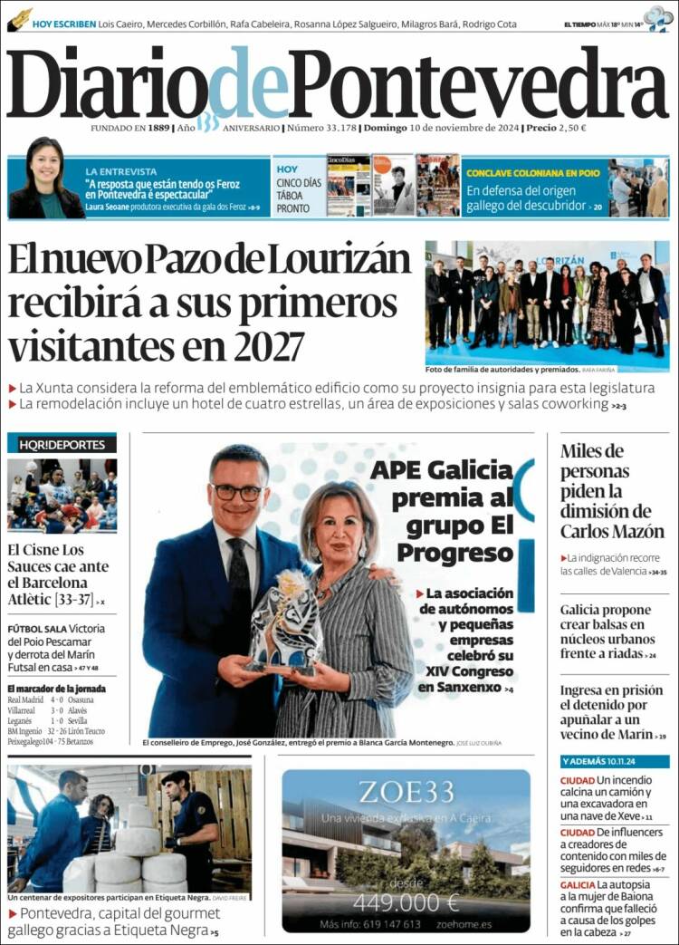 Portada de Diario de Pontevedra (España)