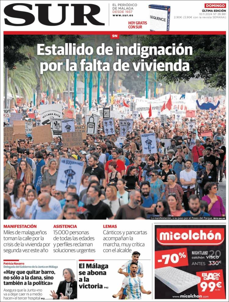 Portada de Diario el Sur (España)