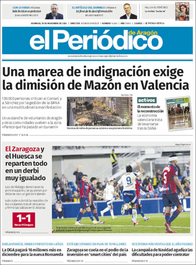 Portada de El Periódico de Aragón (España)