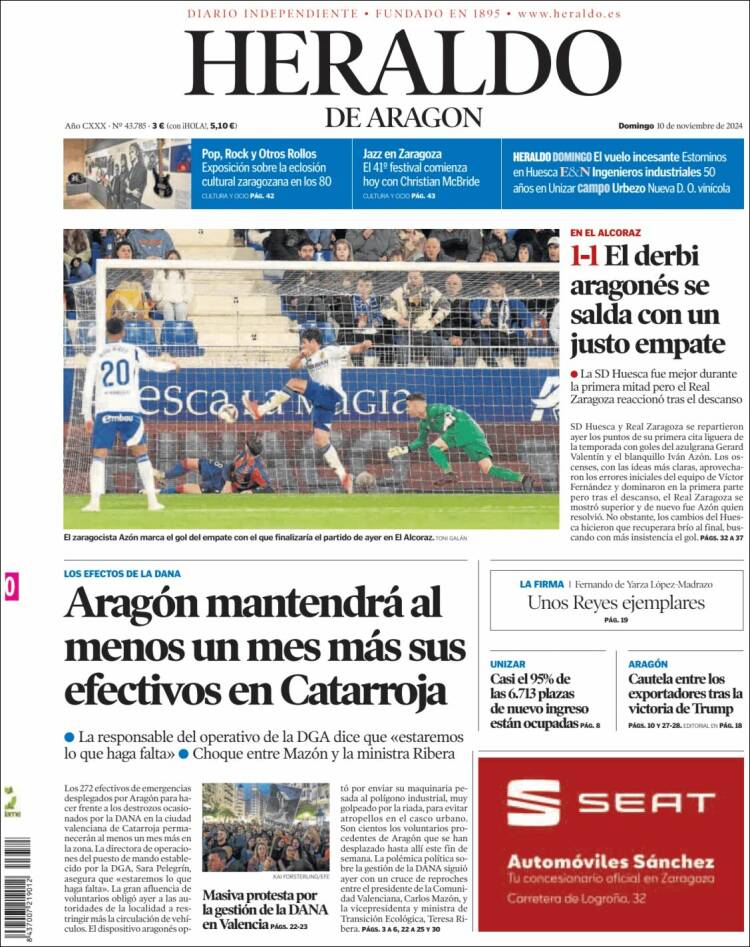 Portada de Heraldo de Aragón (España)