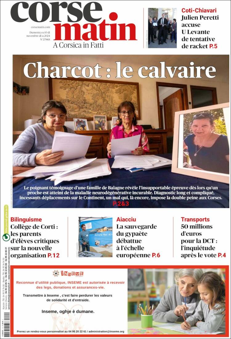Portada de Corse-Matin (Francia)