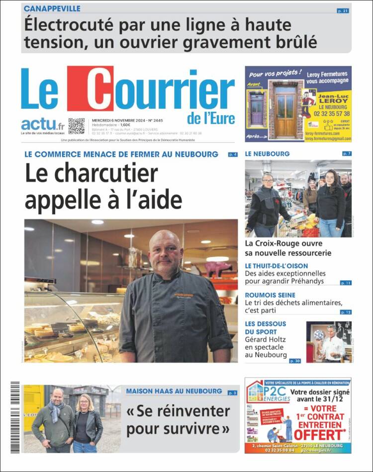 Portada de Le Courrier de l'Ouest (Francia)