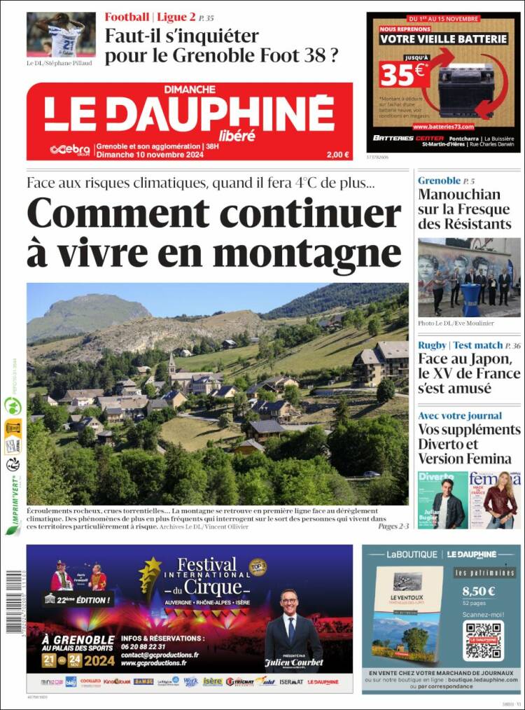 Portada de Le Dauphiné Libéré (Francia)