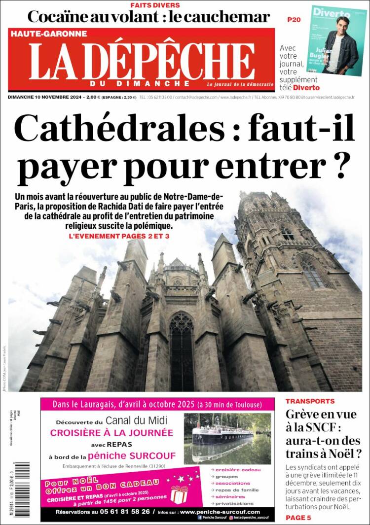 Portada de La Dépêche du Midi (Francia)