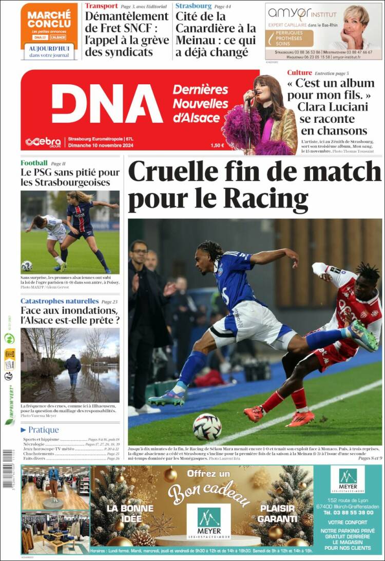 Portada de Les Dernières Nouvelles d'Alsace (Francia)