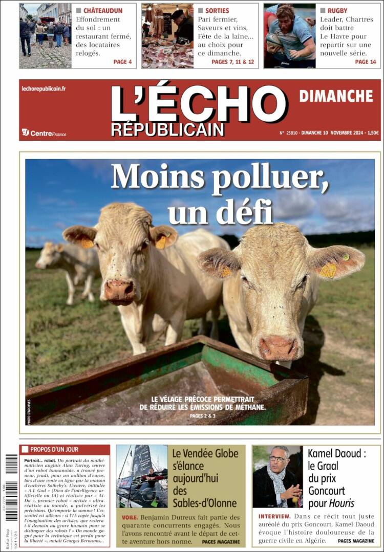 Portada de L'Echo Républicain (Francia)