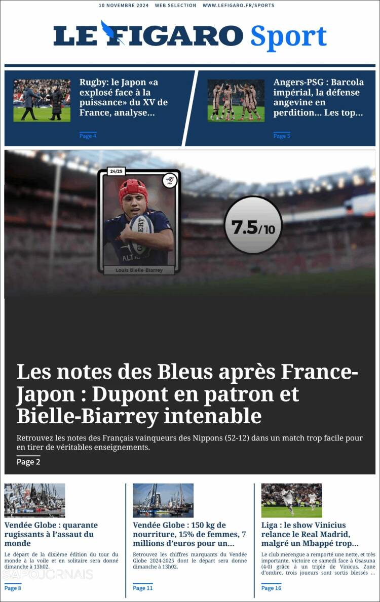 Portada de Le Figaro Sport (Francia)