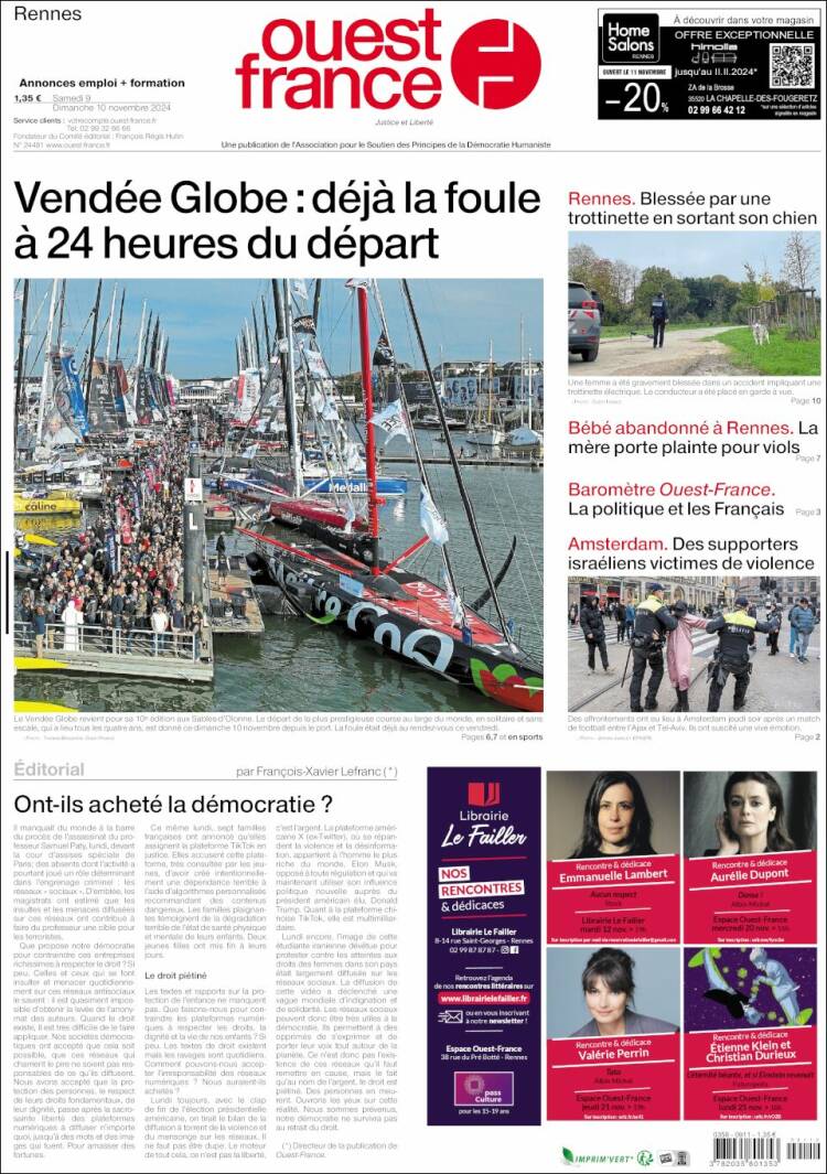Portada de Ouest France (Francia)